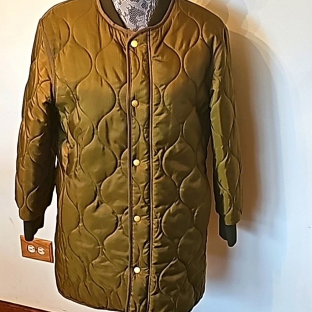 NWT Tory Burch Olive Quilted Puffer Coat. Size M.